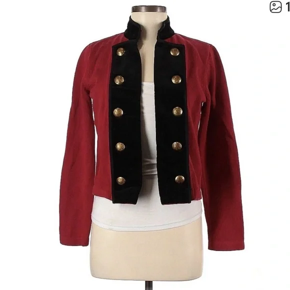 Ralph Lauren Military sweater Jacket gold buttons Red Black Velvet Collar Event - Picture 6 of 8